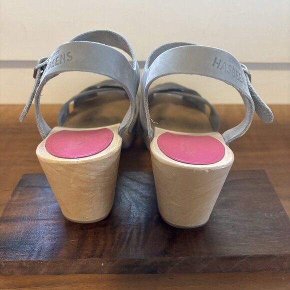 Swedish Hasbeens Mirja Grey Nubuck Open-toe Clogs (like new, with box) - Picture 6 of 6